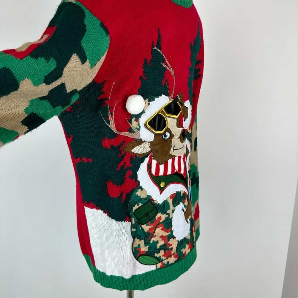 Celebrate Together Mens Camouflage Deer Ugly Christmas Sweater Size Medium